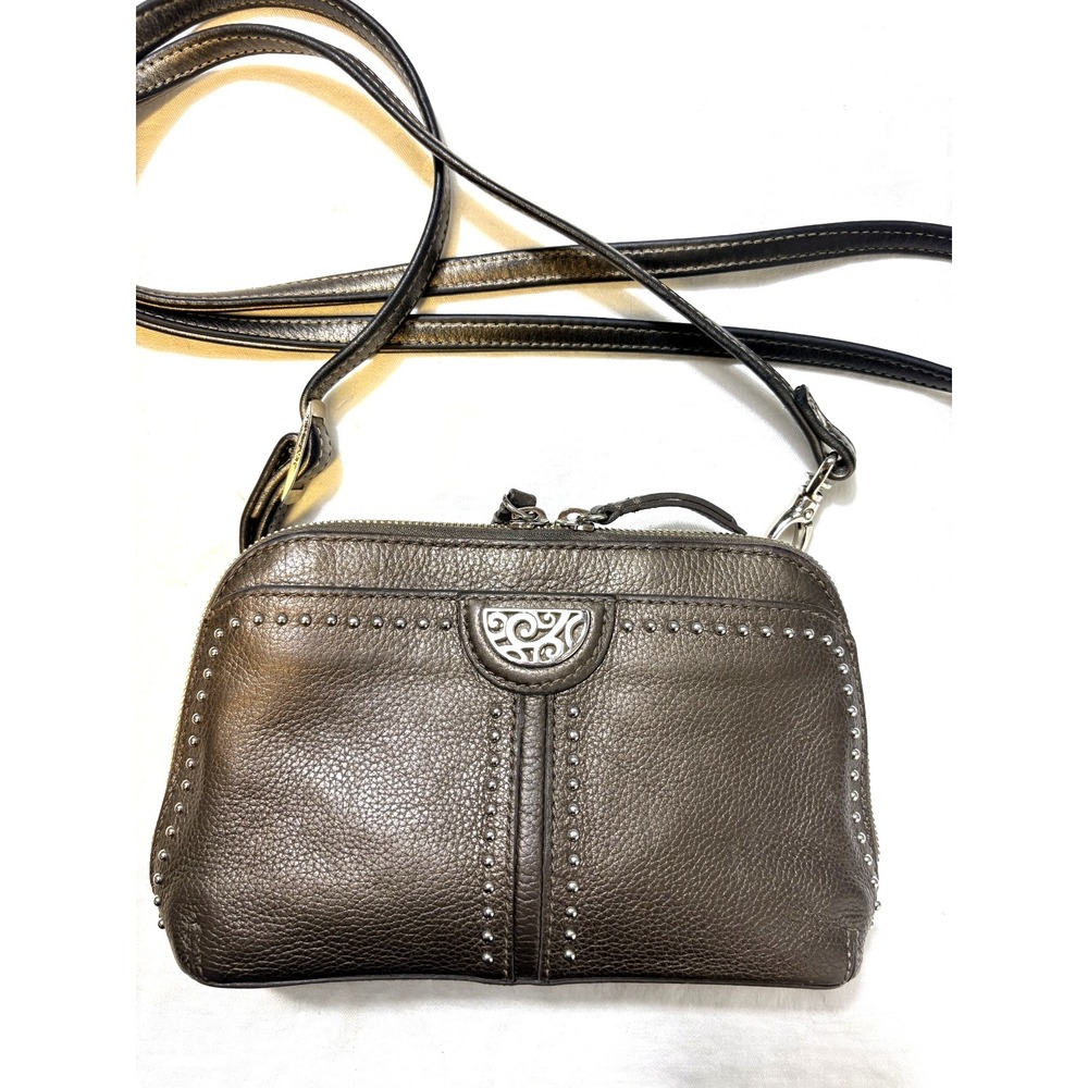 BRIGHTON‎ Pretty Tough Jojo Domed Pewter Studded Organizer Crossbody Bag